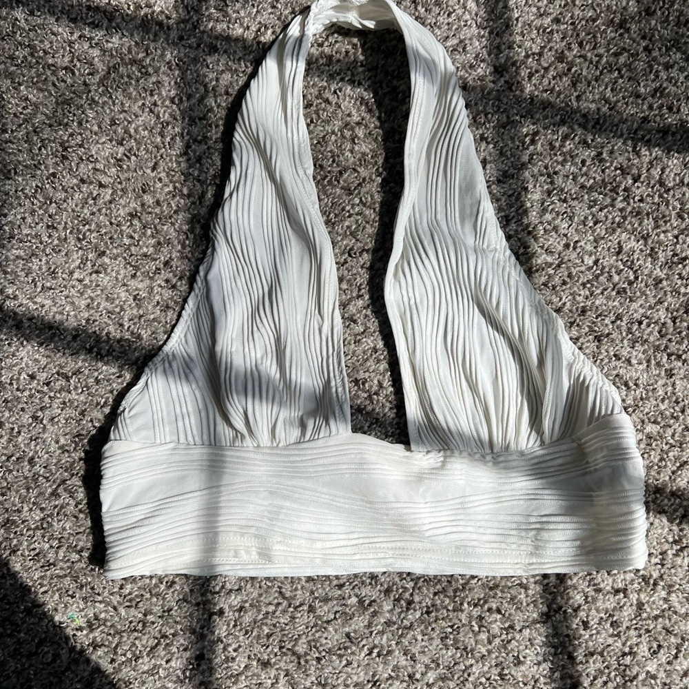 Amazon White Pleated Halter Crop Top